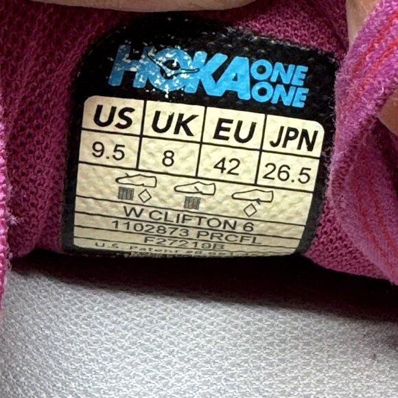 Hoka One One Clifton 6 Running Shoes Purple Pink 1102873 PRCFL Women’s Size 9.5 - Picture 9 of 10